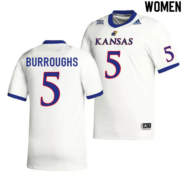 Women #5 O.J. Burroughs Kansas Jayhawks College Football Jerseys Stitched Sale-White